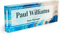 Clear Acrylic 8x3 in Desk Name Plate Block - Blue-Beige Paint