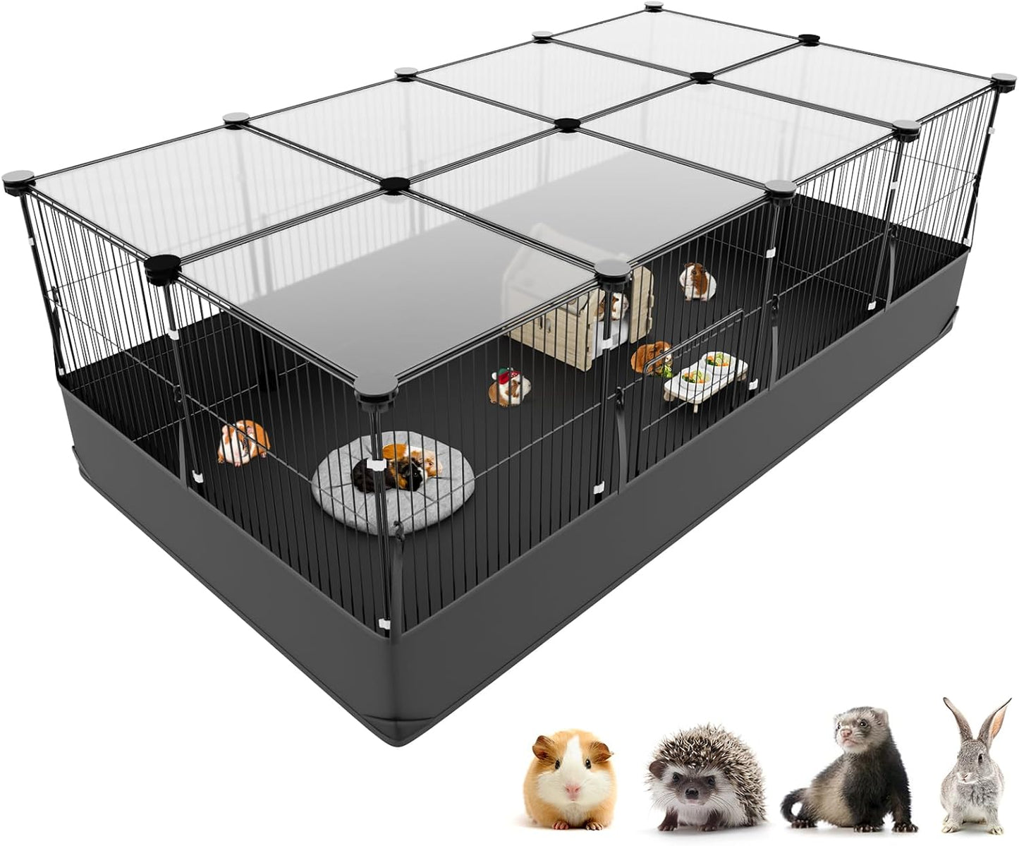 Tresbro Guinea Pig Cage with Top Cover & 12 Panels for Pets