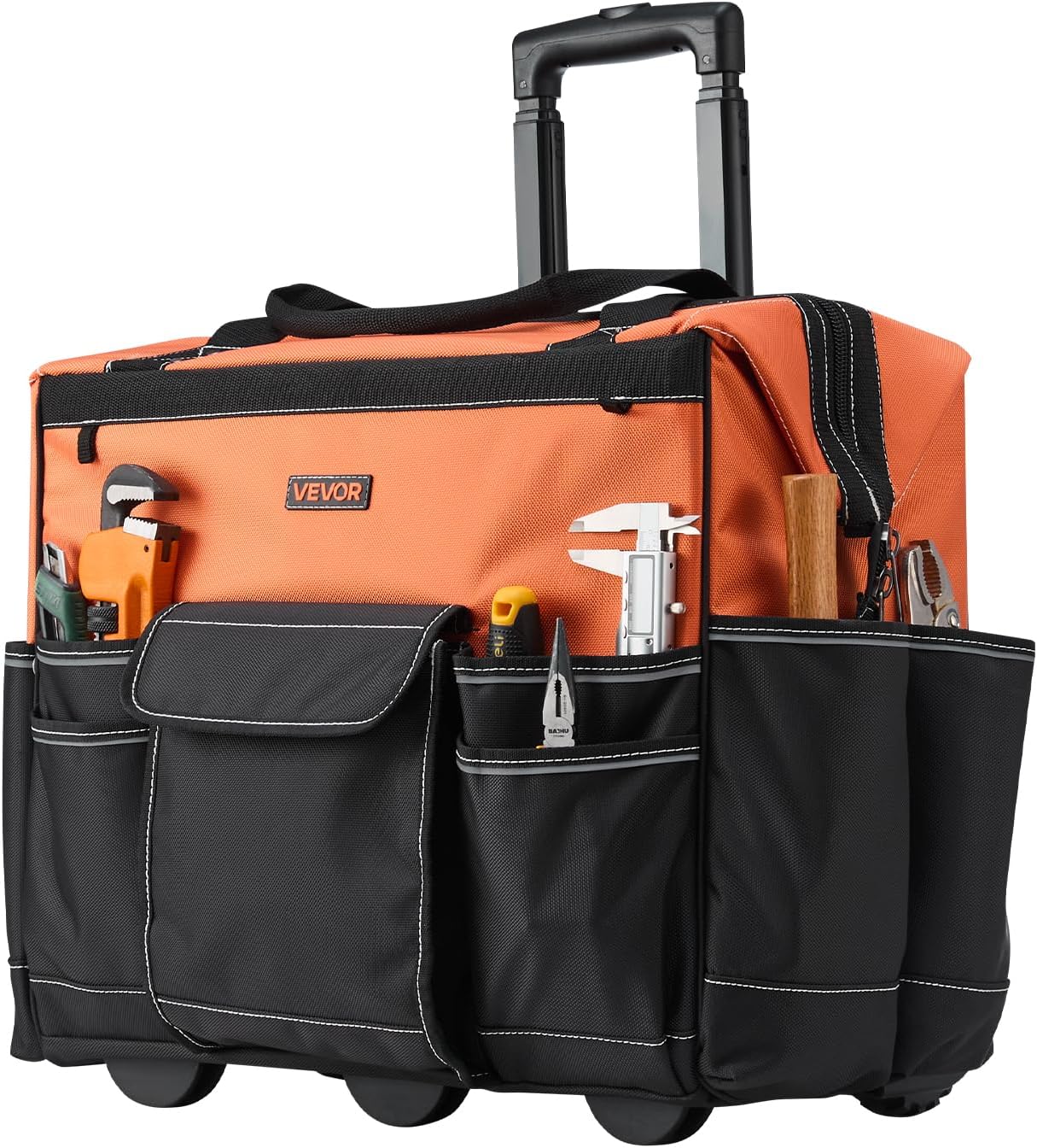 VEVOR 20 Rolling Tool Bag with 27 Pockets for Heavy Duty Use