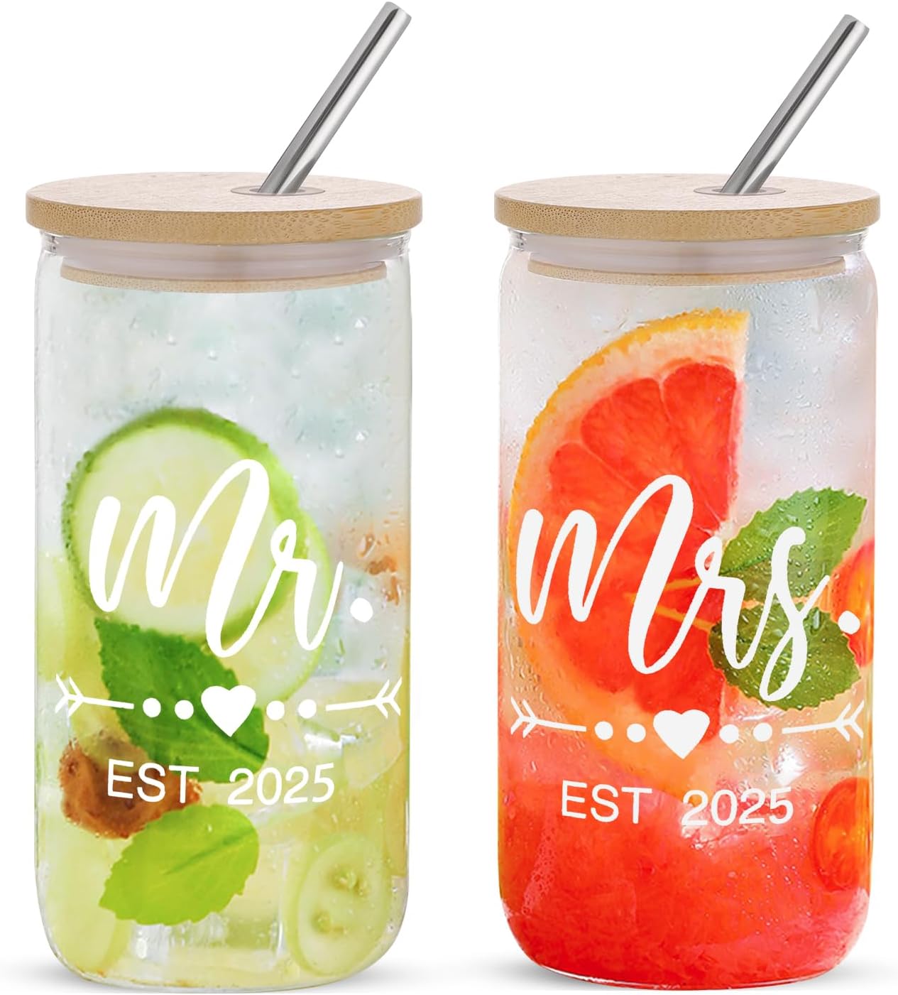 His and Hers Glass Tumbler Set - Perfect Couple Gift