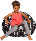 Bean Bag Chair 38in Large Canvas White Arrows on Gray - Machine