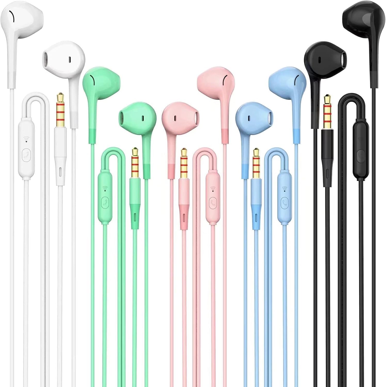 5-Pack HUOMU Wired Earbuds: Heavy Bass & Noise Blocking