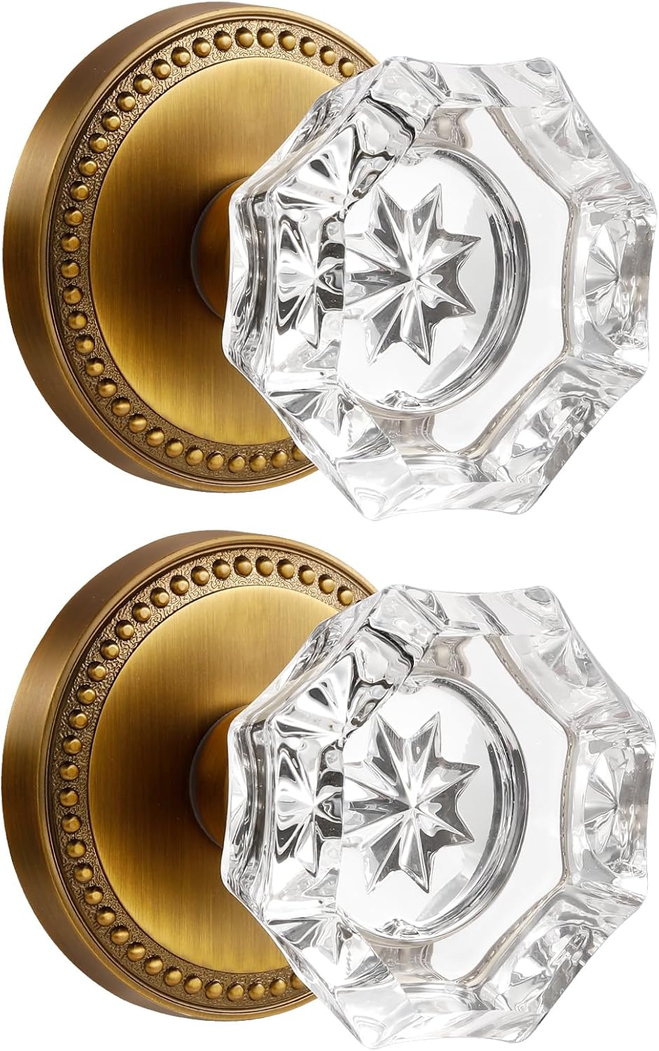 Antique Brass Door Knobs with Crystal Design for Elegant Touch