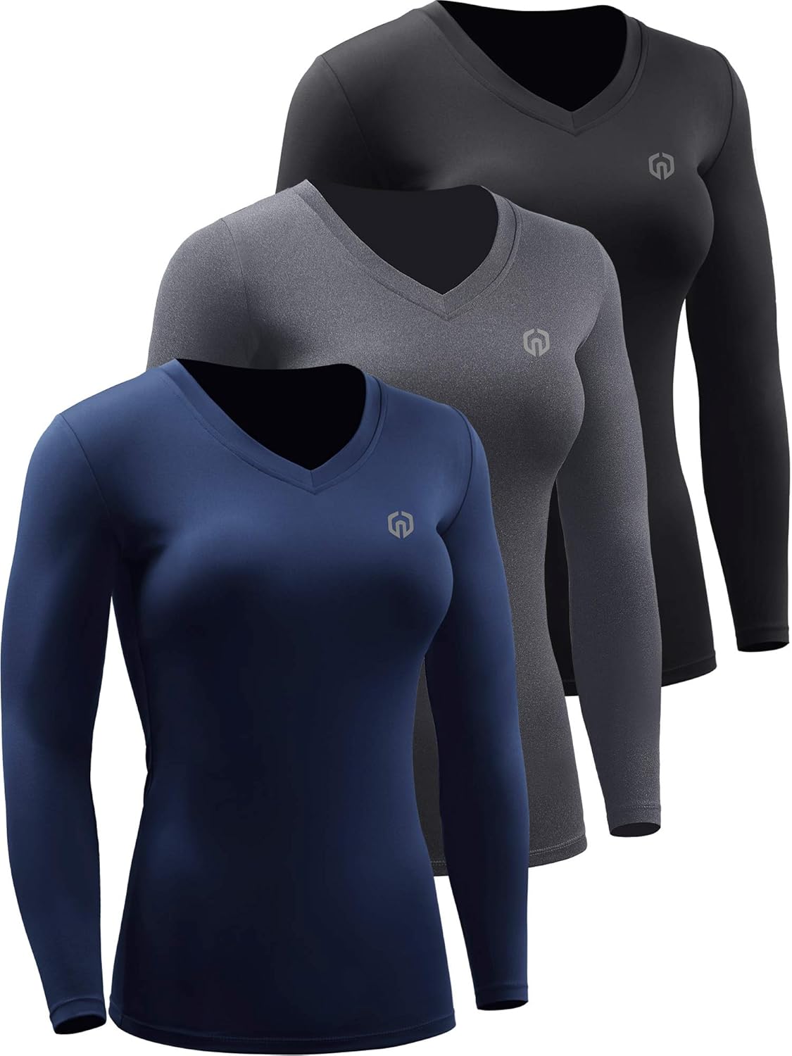 NELEUS Women's 3 Pack Compression Long Sleeve Athletic Shirts