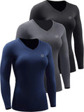 NELEUS Women's Compression Long Sleeve Shirt 3 Pack - Tight
