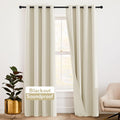 Room Darkening Curtains Beige 52 x 95 in Pair - 3-Layer Blackout