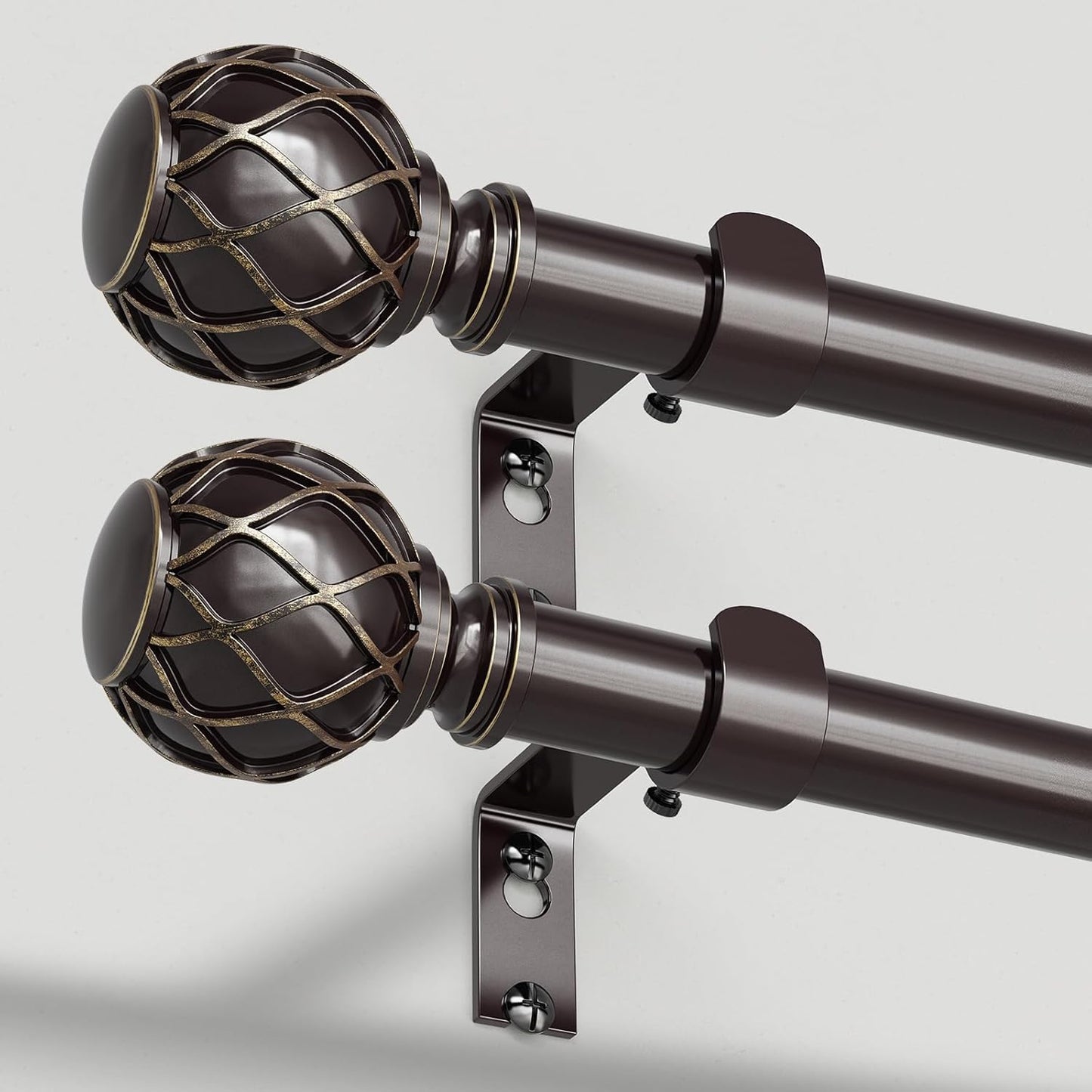 Heavy Duty Bronze Curtain Rods for Adjustable Windows 28 to 48 in