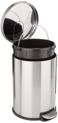 Round Cylindrical Home Office Trash Can with Soft-Close Foot Pedal