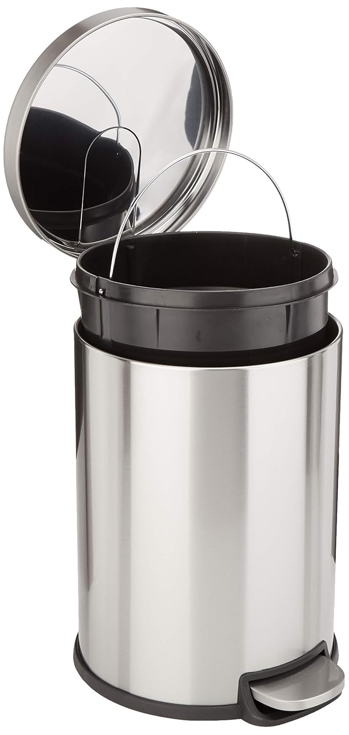 Round Cylindrical Home Office Trash Can with Soft-Close Pedal