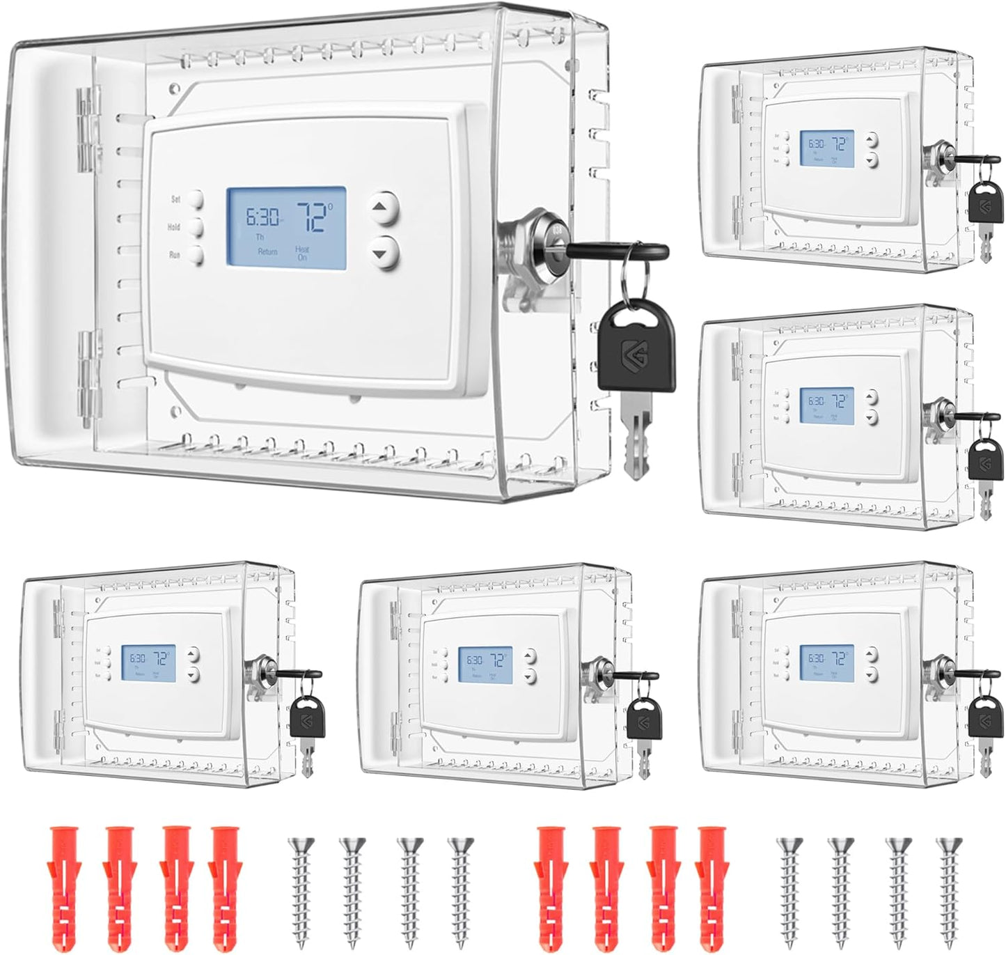 6 PCS Thermostat Lock Box with Key for Secure AC Control
