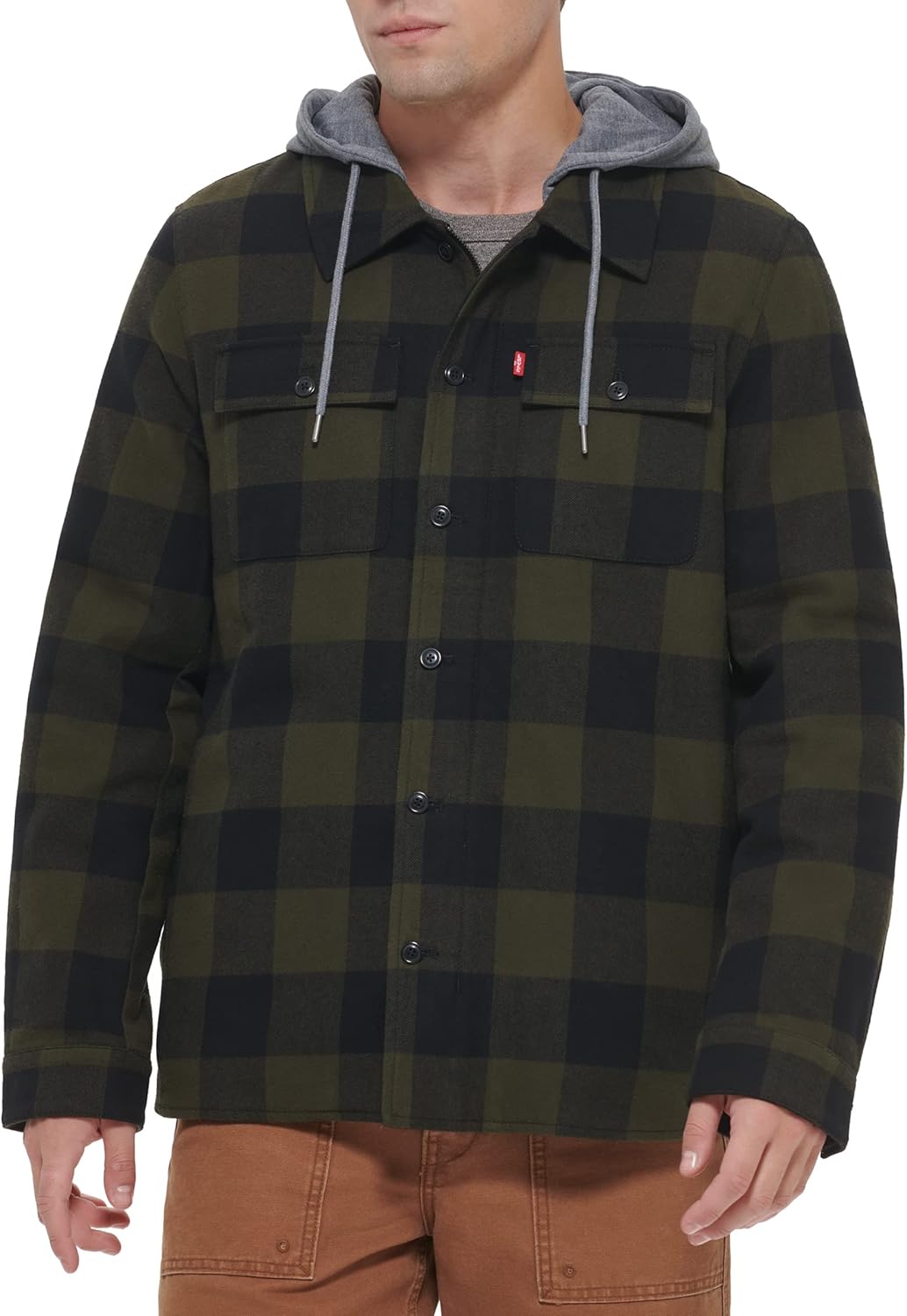Levi's Plaid Sherpa Lined Hooded Shirt Jacket for Men