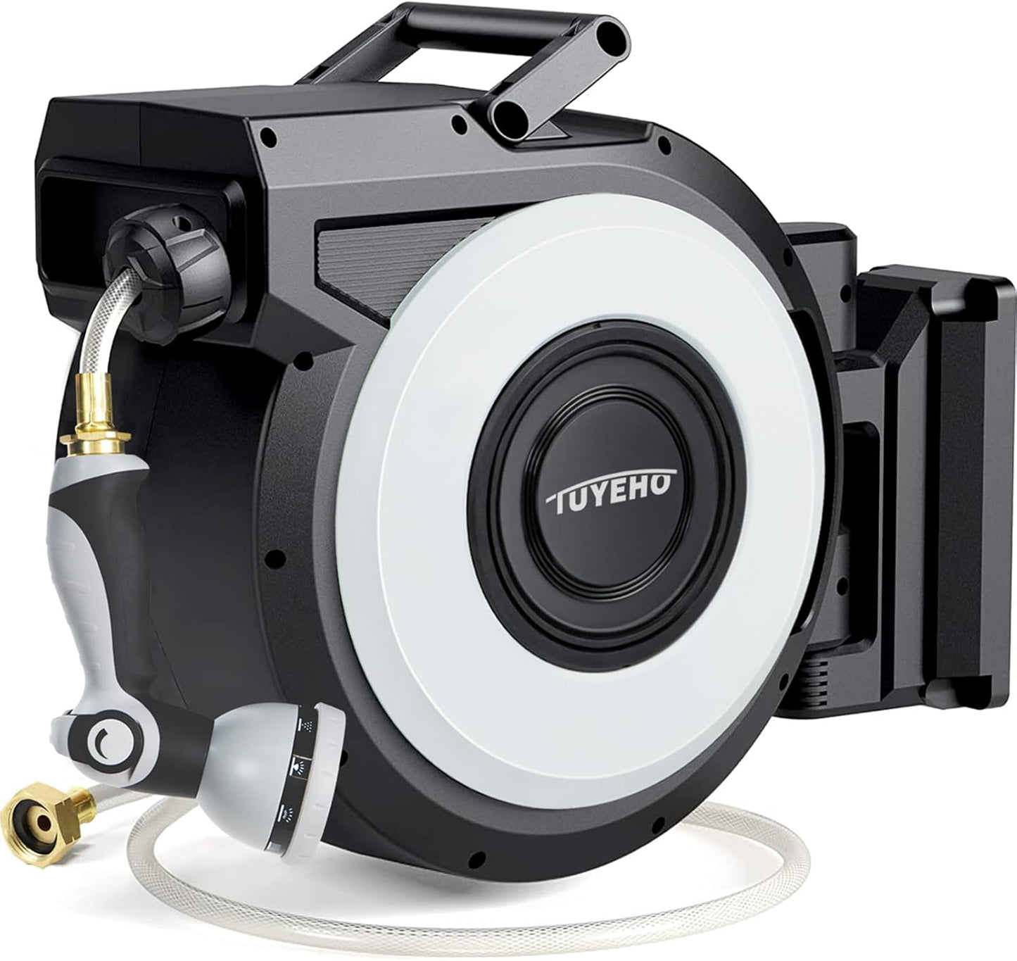 Tuyeho 100FT Retractable Garden Hose Reel with Automatic Rewind