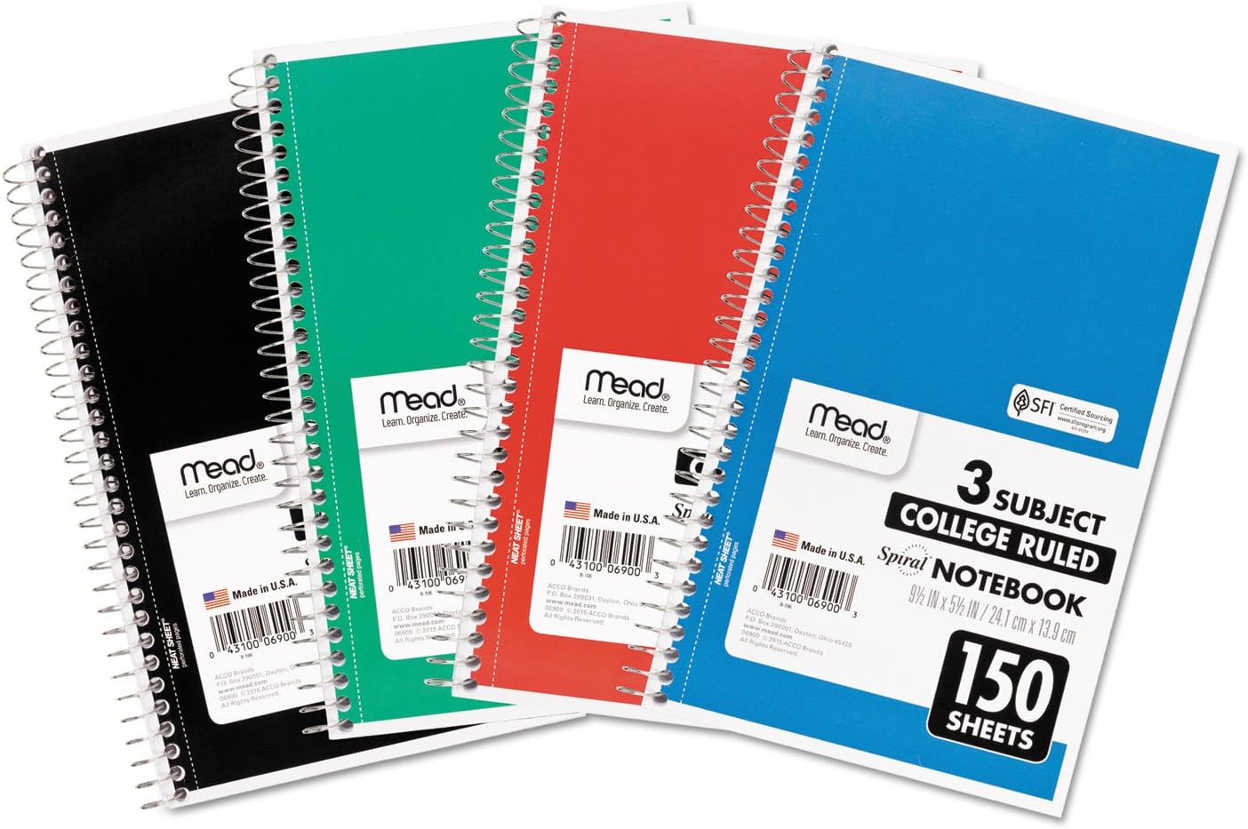 Compact Mead Spiral Notebook - Perforated, College Rule, 3 Subject ~ Perfect for On-the-Go Note-Taking