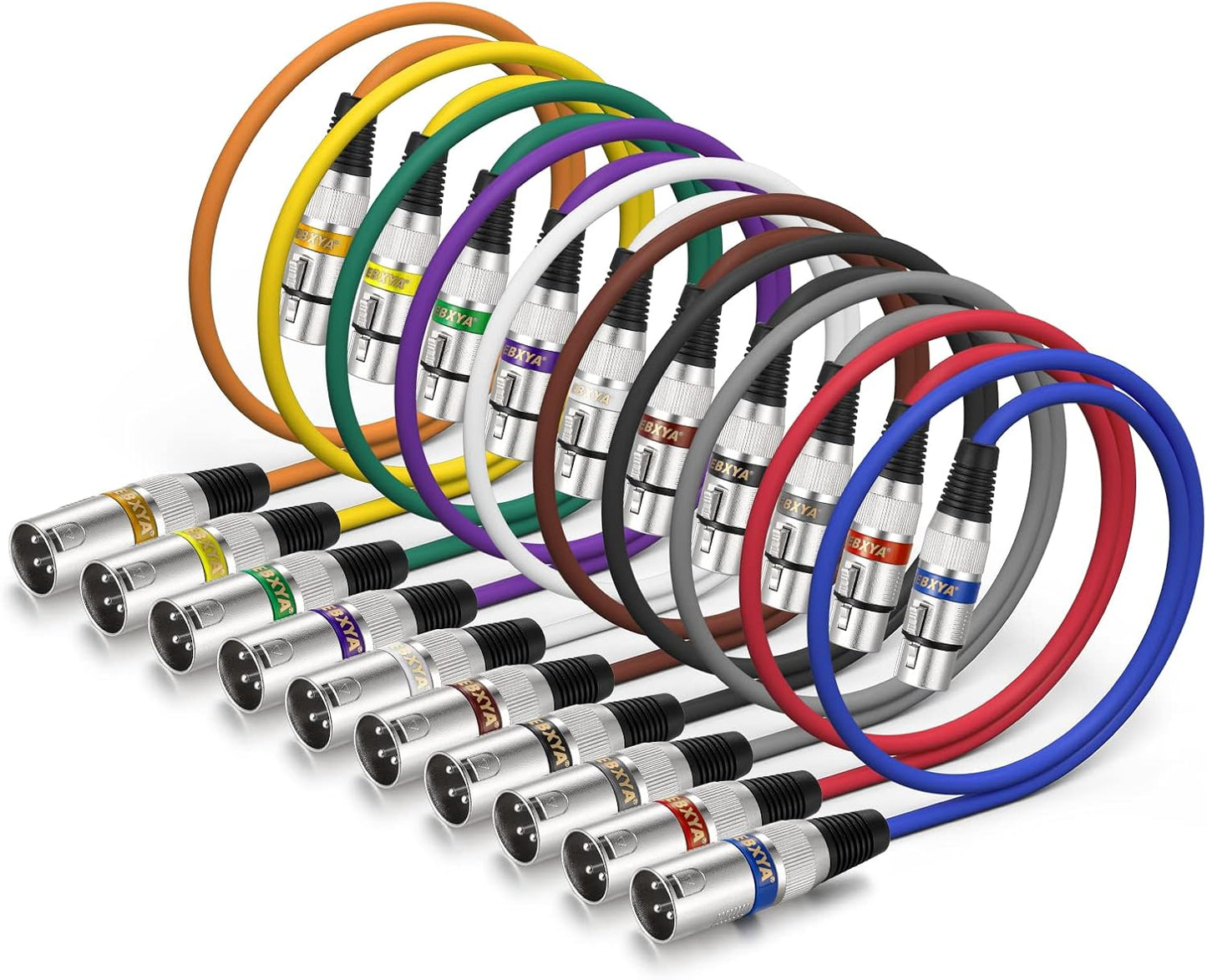 EBXYA XLR Cable 2ft 10 Pack for Audio Mixer and Speaker Systems