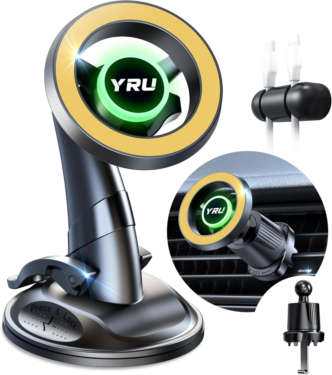 YRU Car Phone Holder for MagSafe - Strongest Suction & Design