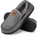 HomeTop Men's Suede Memory Foam Moccasin Slippers - Soft Warm Lining