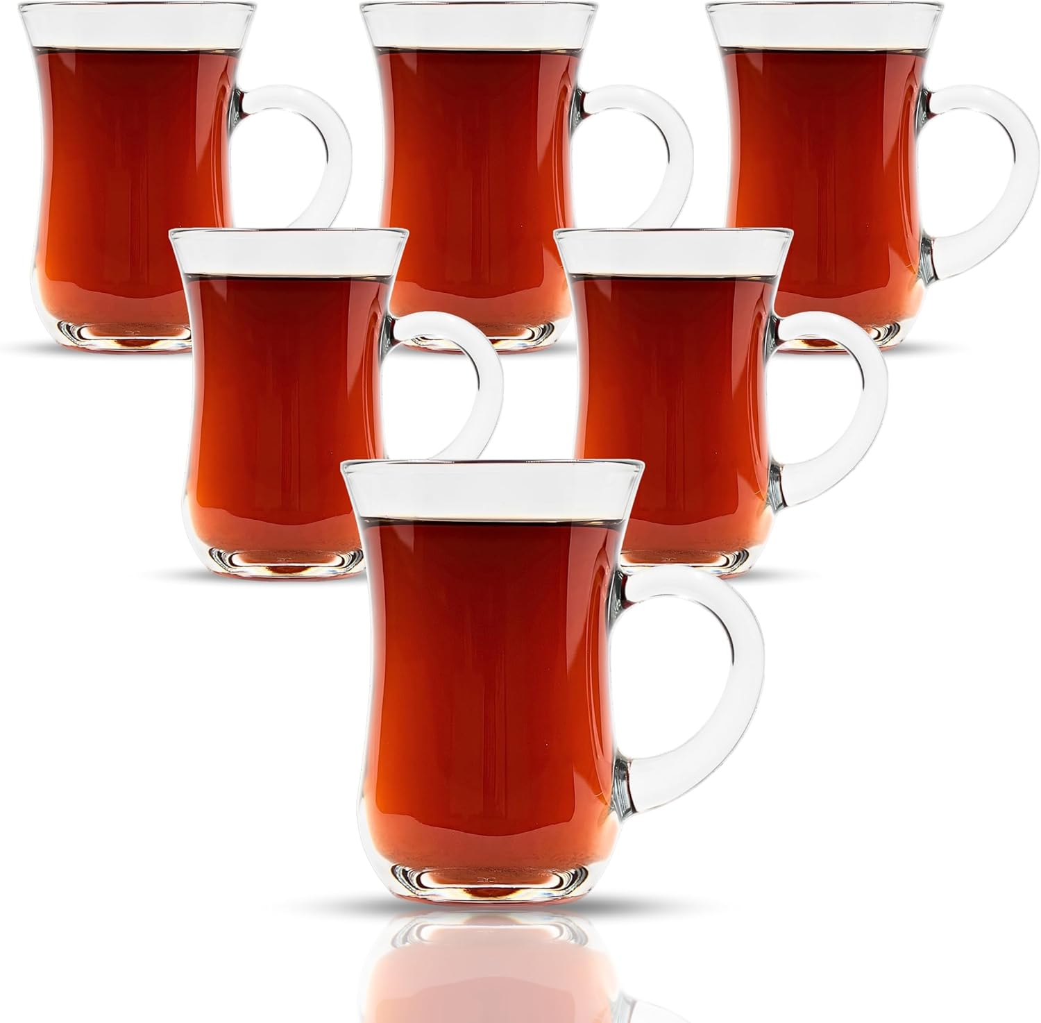 Turkish Tea Glasses With Handle - Elegant Slim Design Set