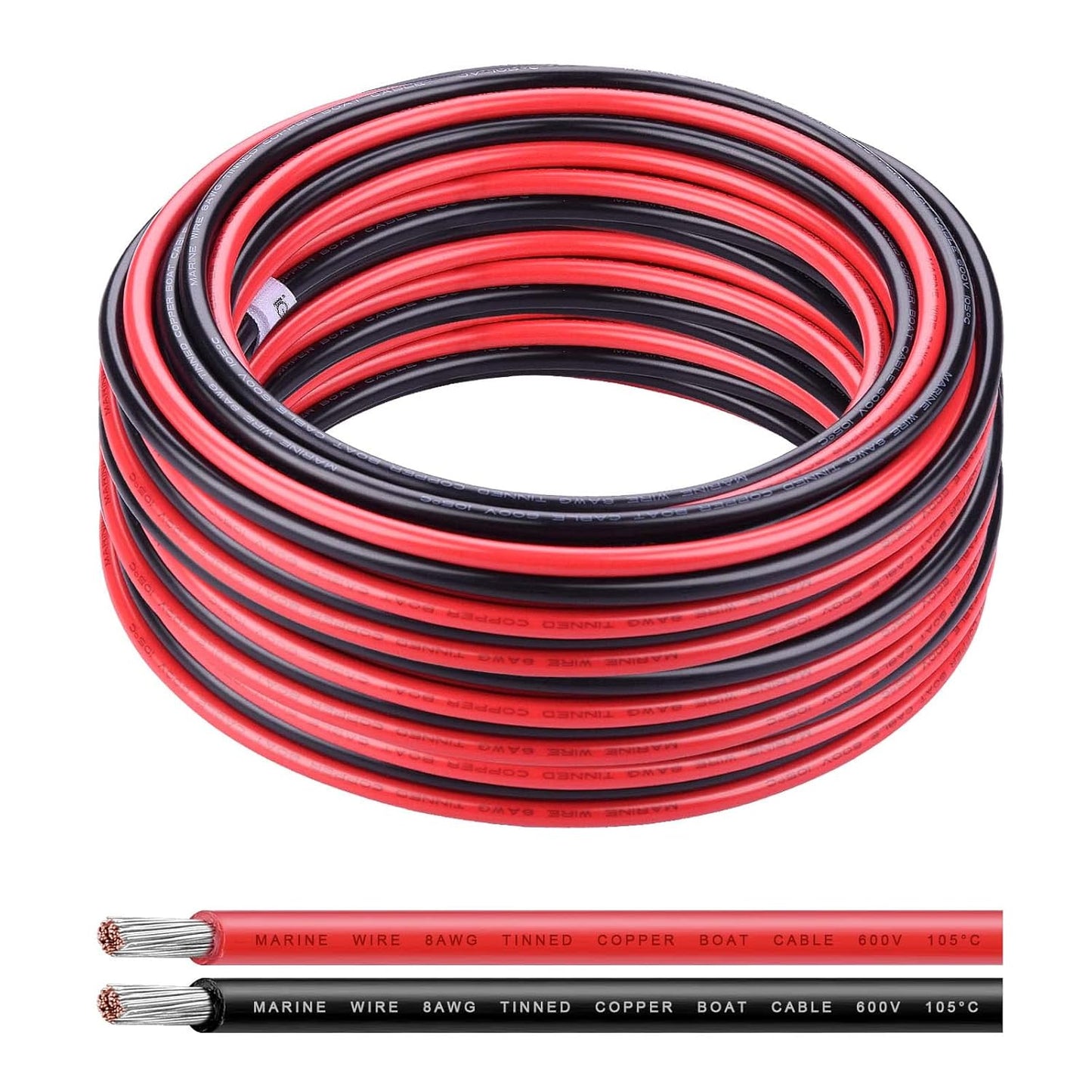 8 Gauge Tinned Copper Electrical Cable for Marine and Solar Use