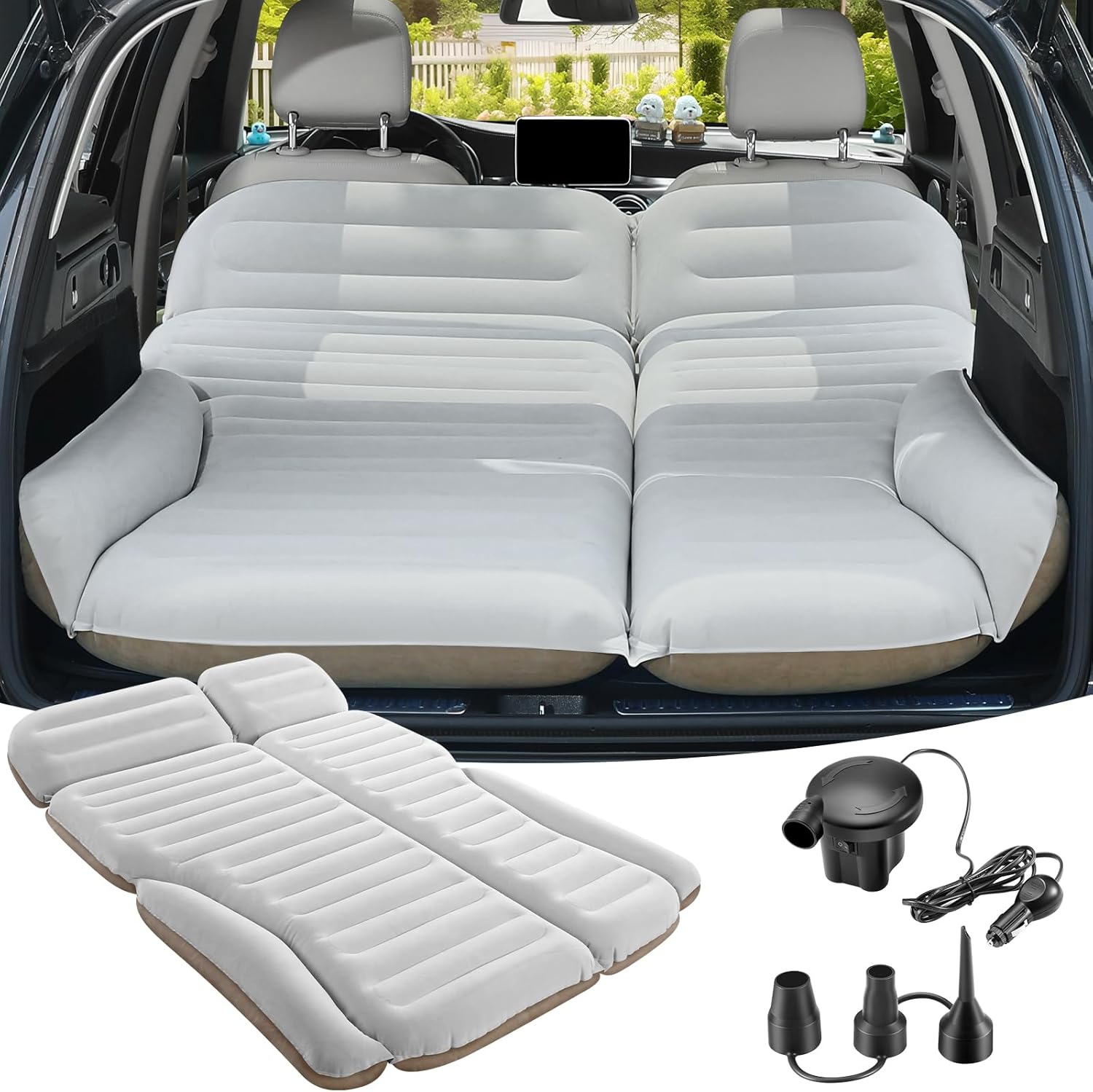 KMZ SUV Air Mattress for Camping & Travel with Pillows & Pump