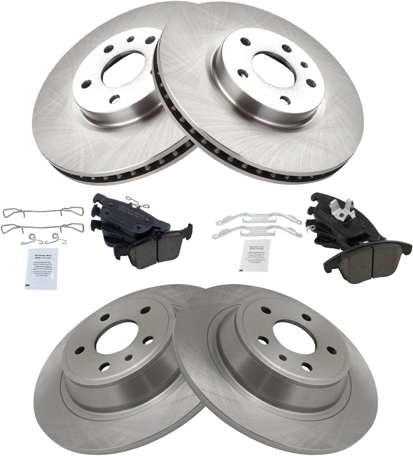 TRQ Brake Pad & Rotor Kit for 2013-2020 Ford Fusion Vehicles