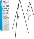 High Black Metal Display Art Easel 66in Adjustable Height - Portable