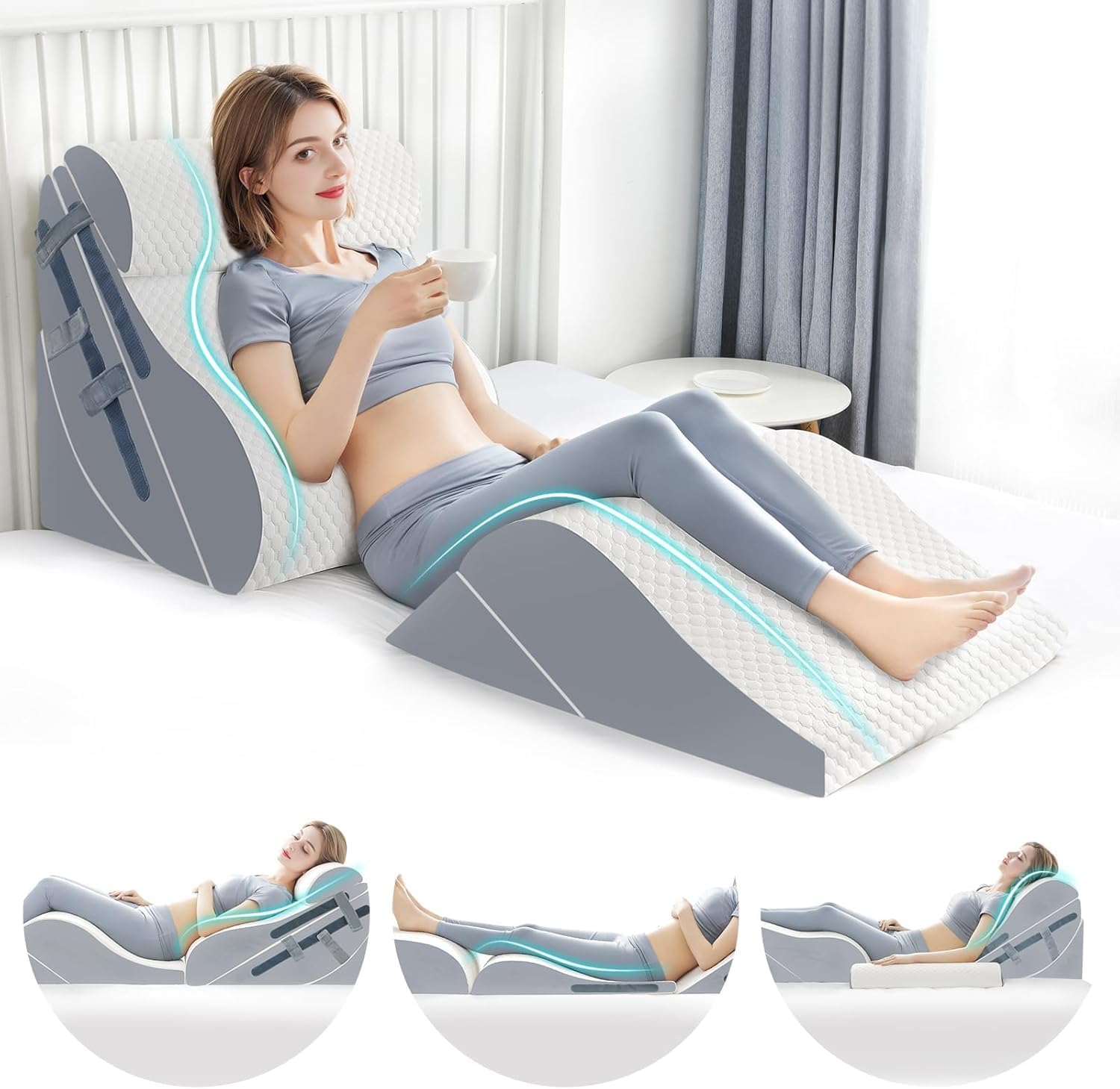 6PCS Orthopedic Bed Wedge Pillow Set for Pain Relief & Comfort
