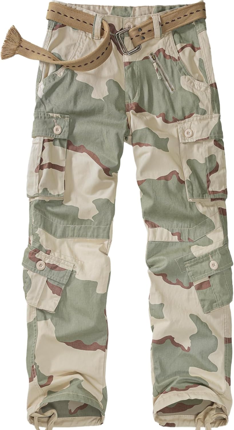 Womens Cargo Army Combat Work Pants with 8 Pockets for Comfort