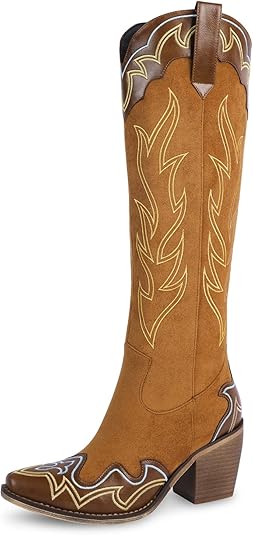 Knee High Cowboy Cowgirl Boots for Women with Unique Embroidery