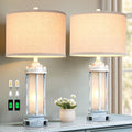 25 in Rustic Table Lamps Set of 2 - Vintage Nightstand Lamps with USB
