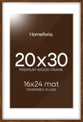 20 x 30 Walnut Frame Wood Picture Frame with Mat - Boutique Look