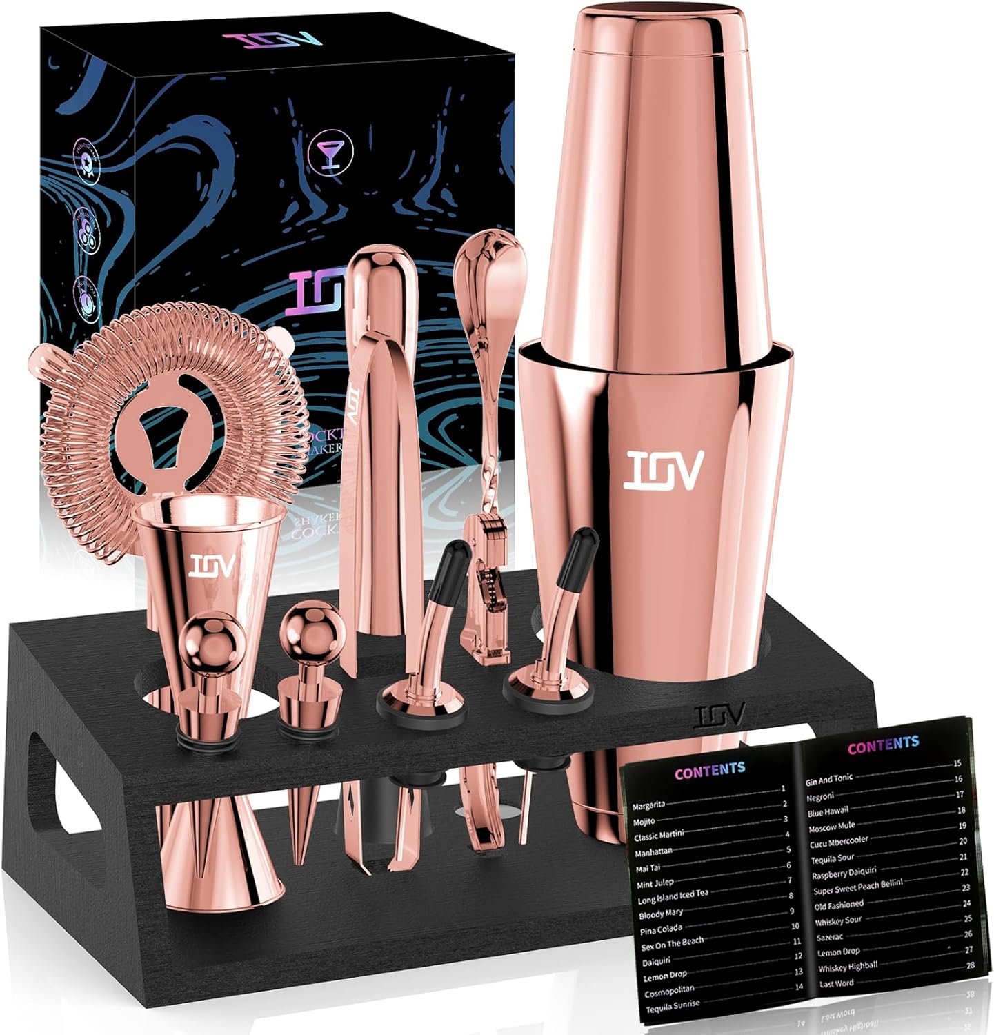 12-Piece Rose Gold Bartender Kit: Mixology Bliss