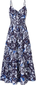 Summer Maxi Dress Floral Tie Front Casual Boho Beach Sundress