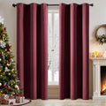 MIULEE Burgundy Red Blackout Curtains 90 in Pair - Thermal, Noise