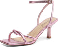 Women's Strappy Square Open Toe Kitten Heels - Comfort Dress Shoe