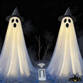 2Pcs Halloween Decorations 4.76Ft Light Up Spooky Ghost Decor - Porch