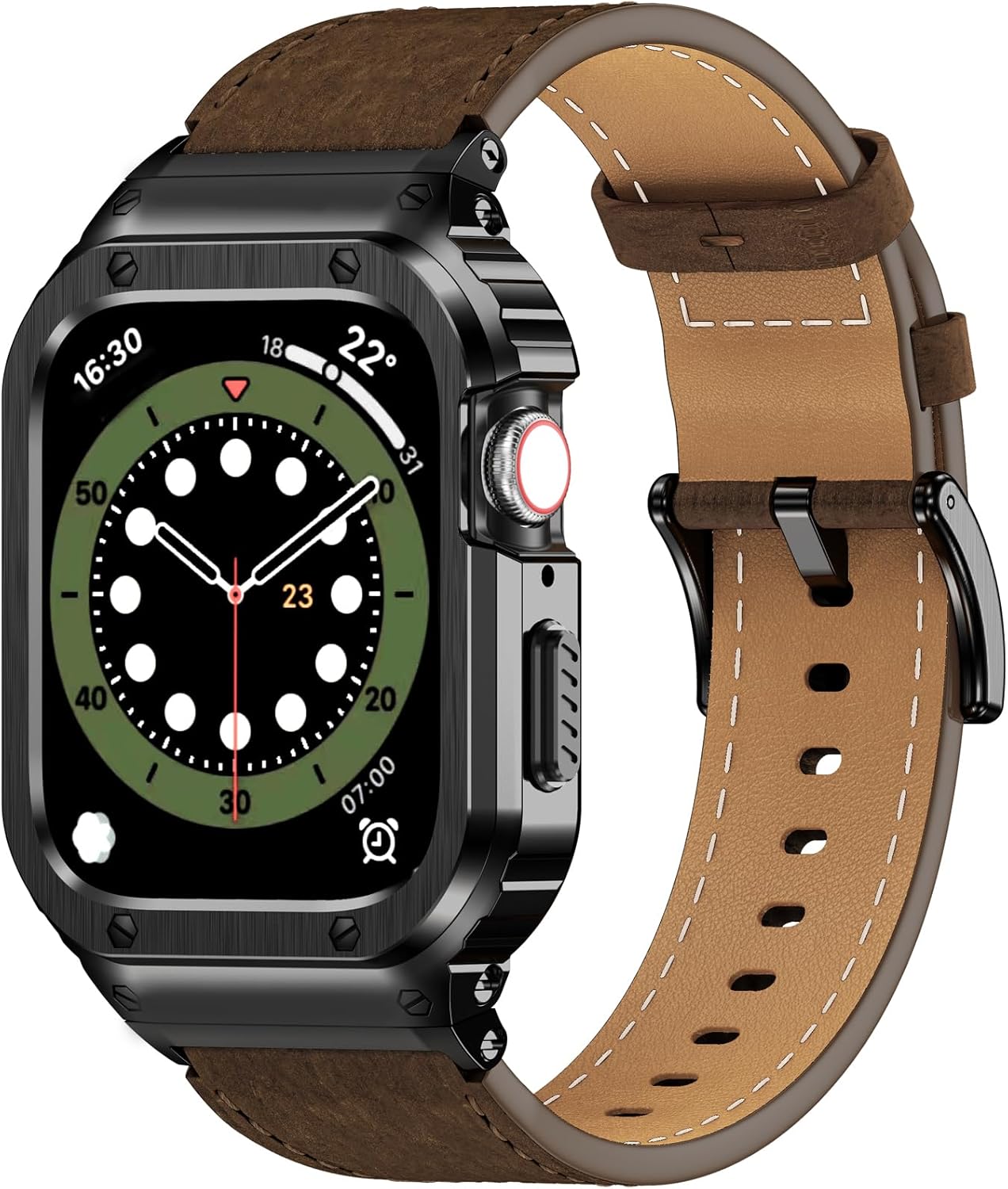 SUPLINK Leather Band with Rugged Bumper for Apple Watch Ultra