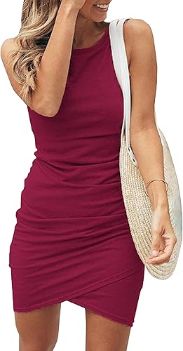 BTFBM Women Summer Sleeveless Tank Dress for Casual Parties