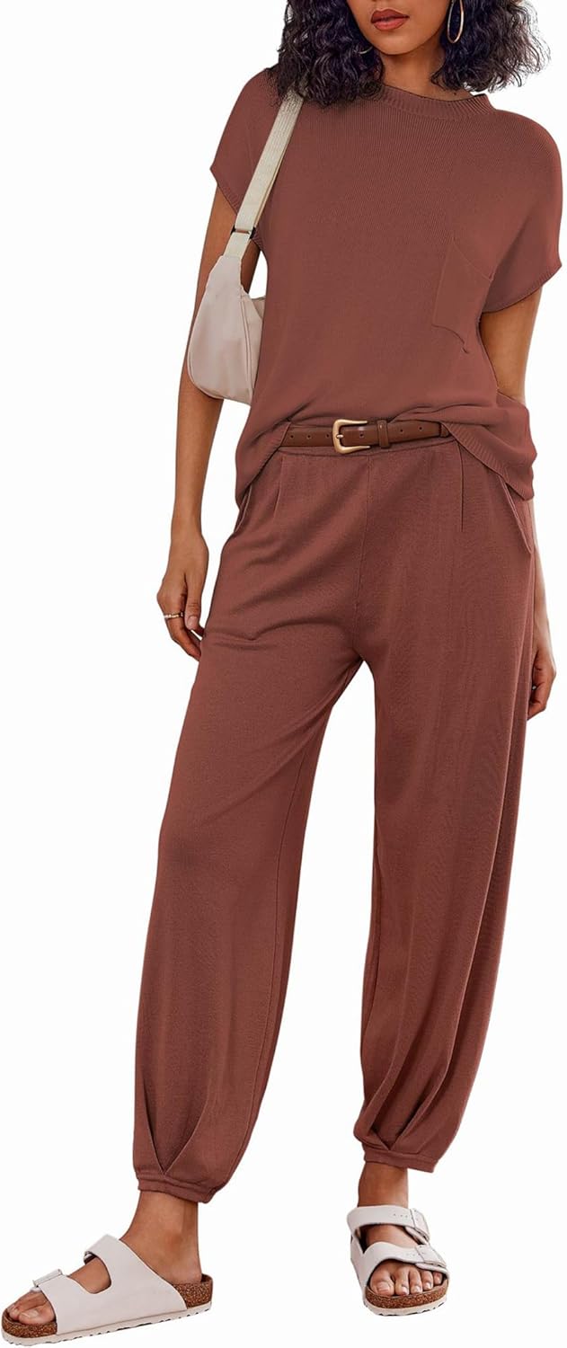Ekouaer Two Piece Outfits Lounge Sets for Women Stylish Knit