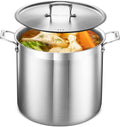 Stainless Steel Stockpot with Lid 20 Quart - Even Heat, Oven Safe