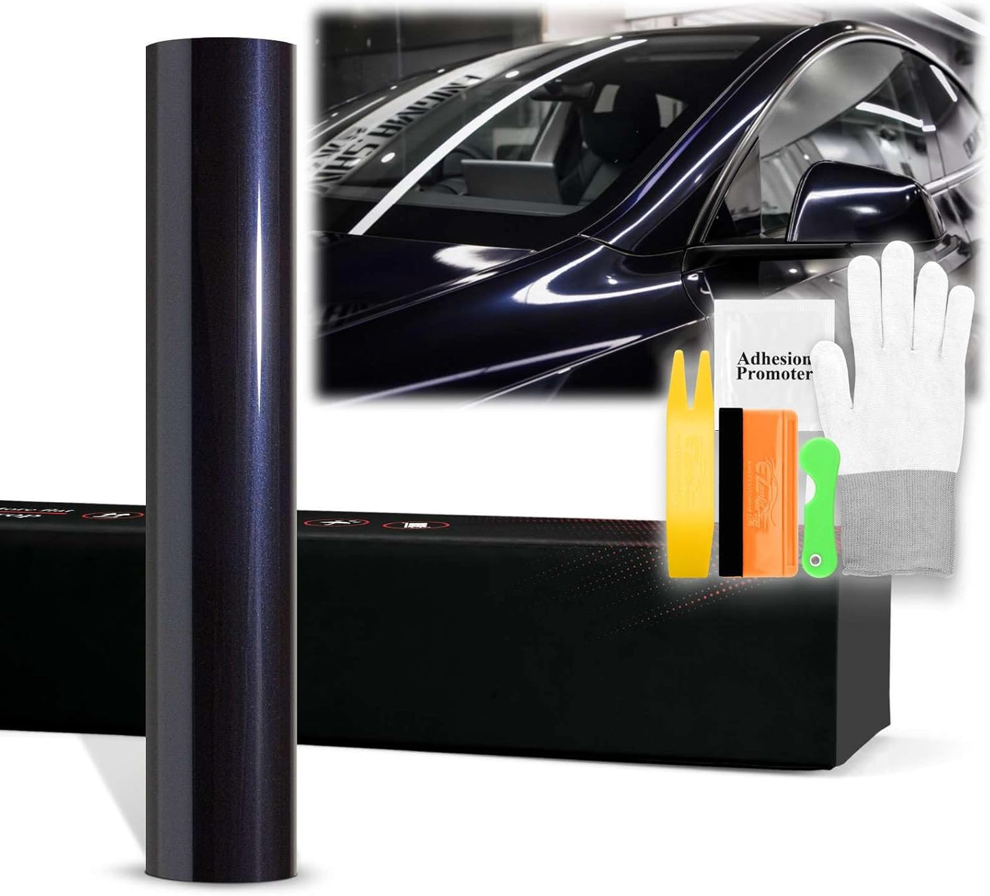 60inx72in Azurite Black High Glossy Vinyl Wrap for Cars