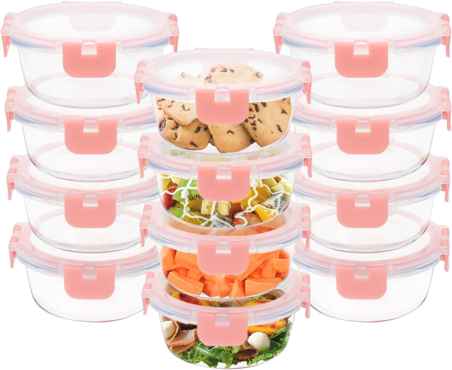 12 Pack 13oz Small Glass Food Storage Containers with Lids
