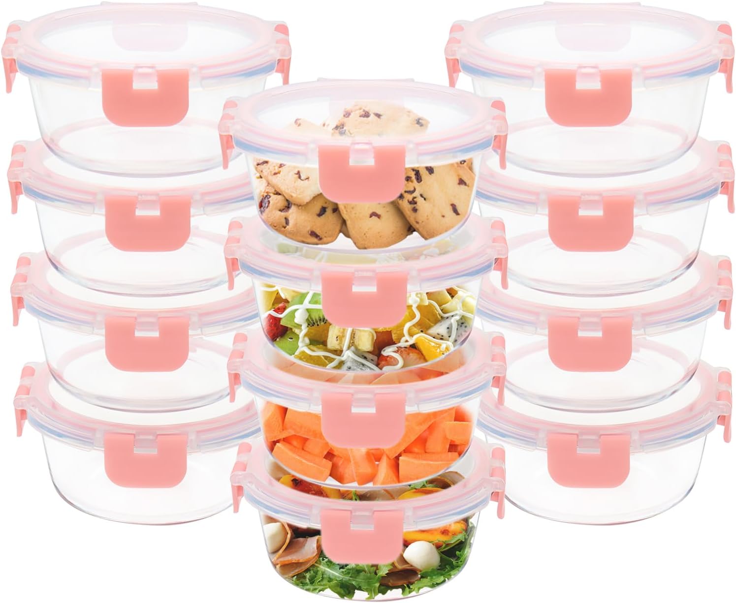 12 Pack 13oz Small Glass Food Storage Containers with Lids