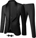Men's Jacquard 3-Piece Tuxedo Set - Slim Shawl Lapel with Bow Tie