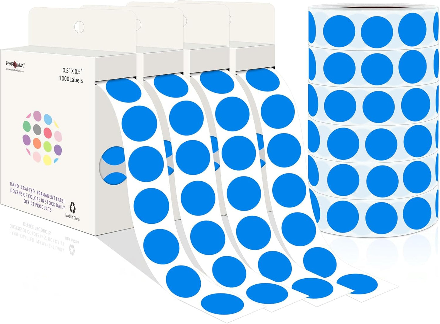 PARLAIM 10000PCS 1/2 Inch Round Color-Code Dot Stickers for Office