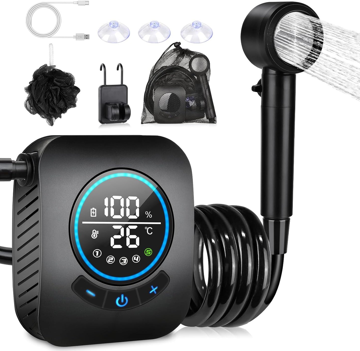 Portable Shower for Camping with 5 Adjustable Speeds and Modes