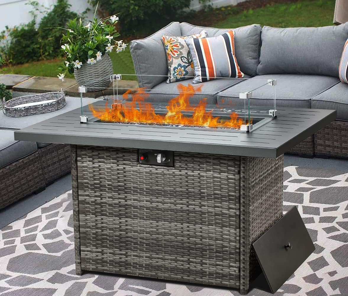 LayinSun 44 in Propane Gas Fire Pit Table for Cozy Outdoors