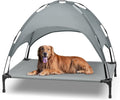Elevated Dog Bed with Canopy - Portable Outdoor Raised Cot