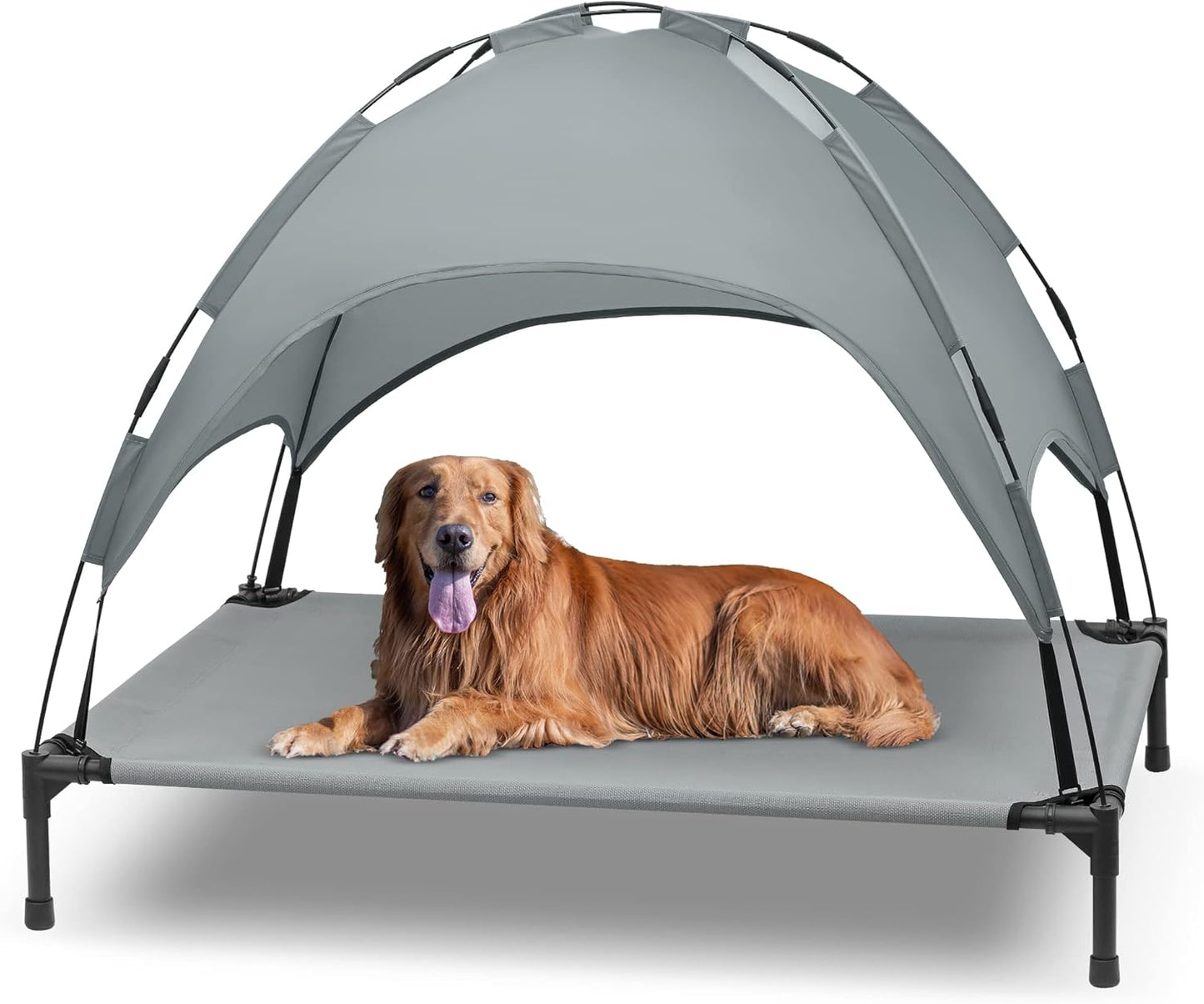 Heeyoo Elevated Dog Bed with Canopy for Outdoor Relaxation