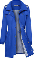 Women's Striped Lined Rain Jacket - Lightweight Waterproof Coat