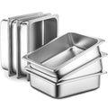6 Pack Hotel Pans 1/2 Size 4in Deep Stainless Steel - Heavy Duty
